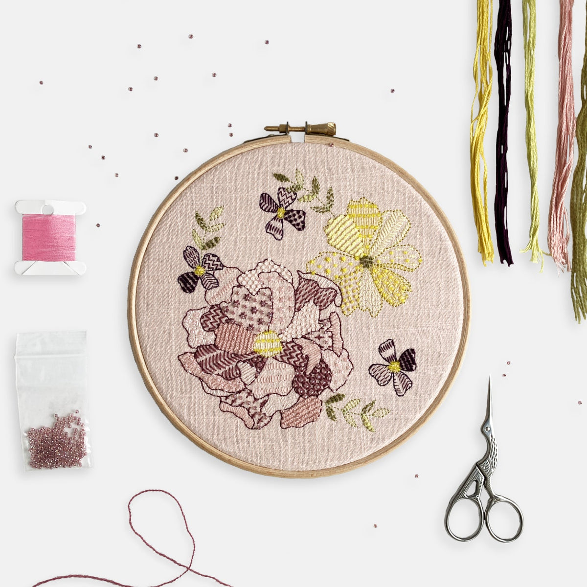 Crafters Closet Floral Embroidery Kit