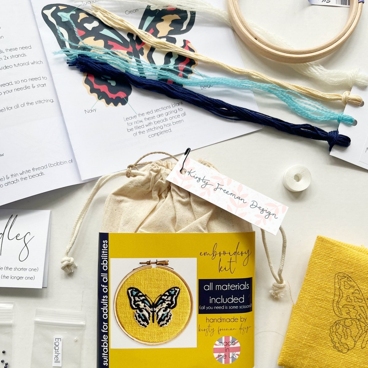 Butterfly Embroidery Kit - Modern Craft Kit from Kirsty Freeman Design