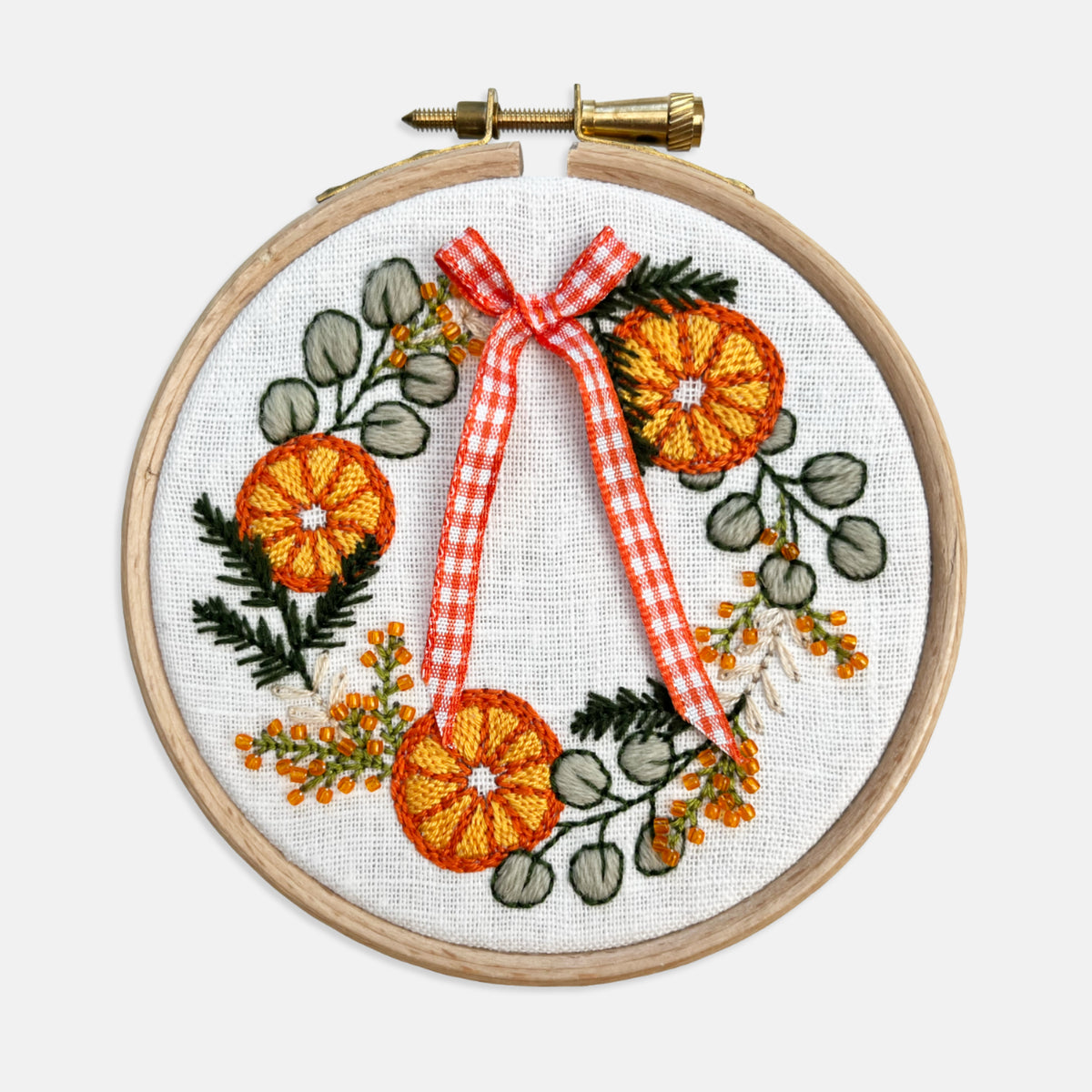 Orange Wreath Embroidery Kit