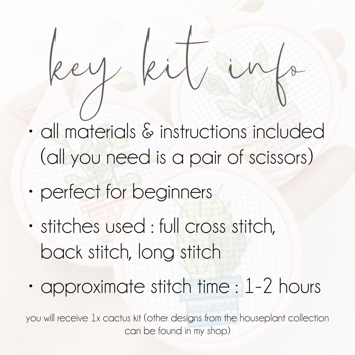 Cactus Cross Stitch Kit - Modern Craft Kit from Kirsty Freeman Design
