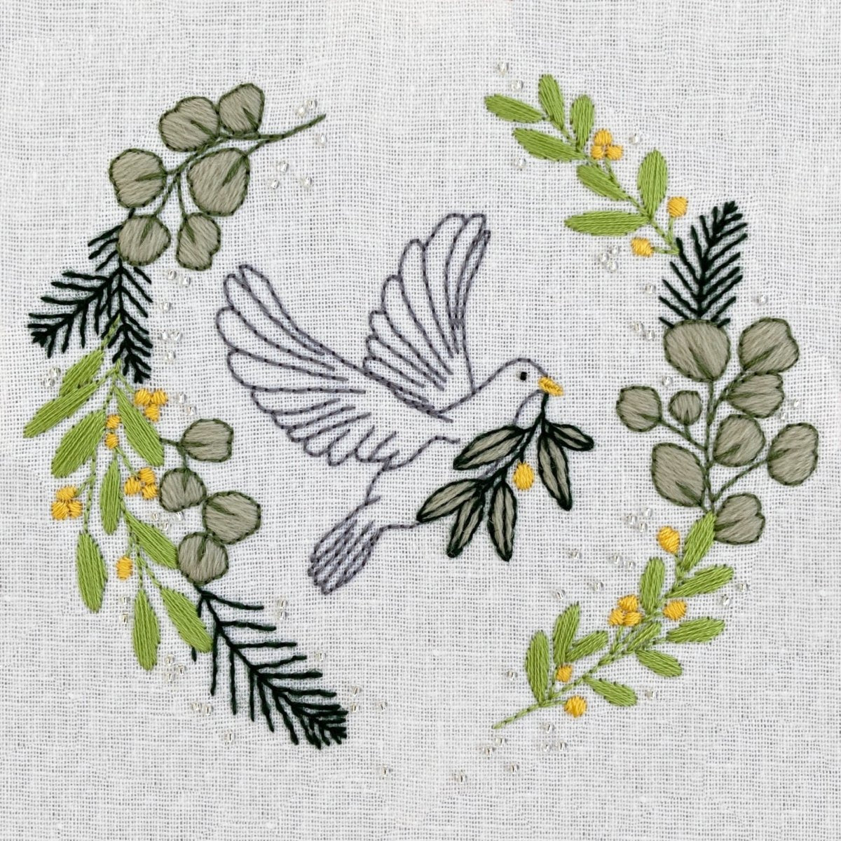 Christmas Dove Embroidery Kit - Modern Craft Kit from Kirsty Freeman Design