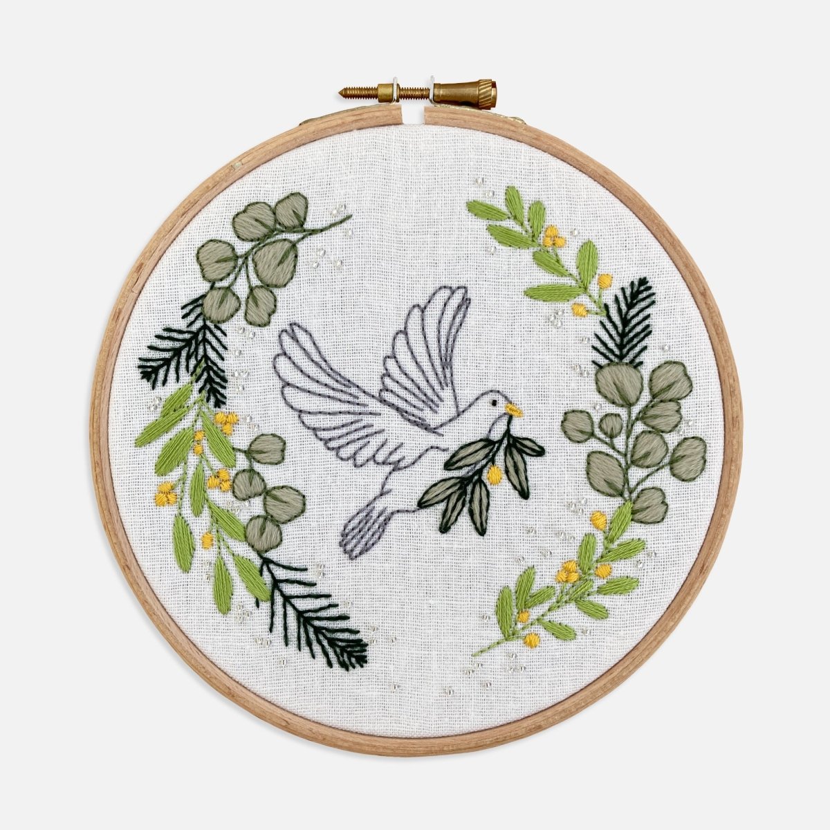 Christmas Dove Embroidery Kit - Modern Craft Kit from Kirsty Freeman Design