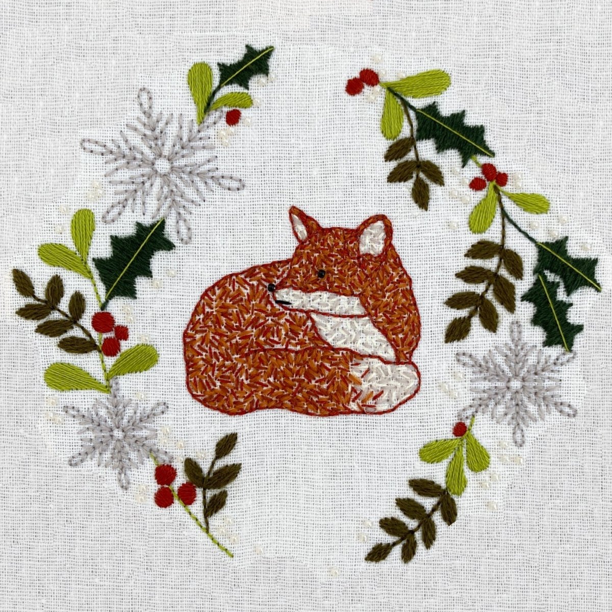Christmas Fox Embroidery Kit - Modern Craft Kit from Kirsty Freeman Design