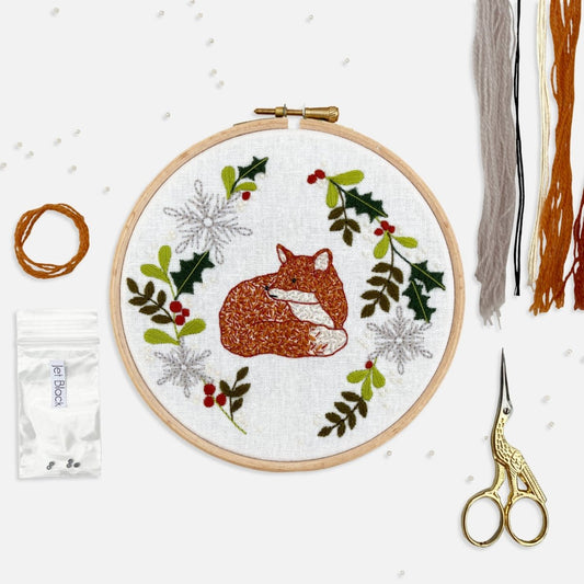 Christmas Fox Embroidery Kit - Modern Craft Kit from Kirsty Freeman Design