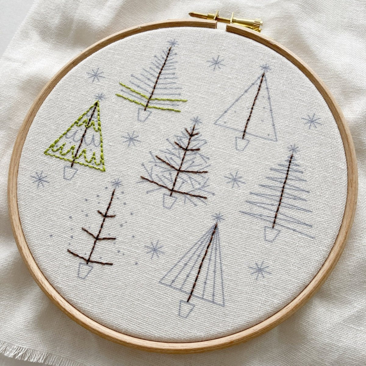 Christmas Tree Embroidery Kit - Modern Craft Kit from Kirsty Freeman Design