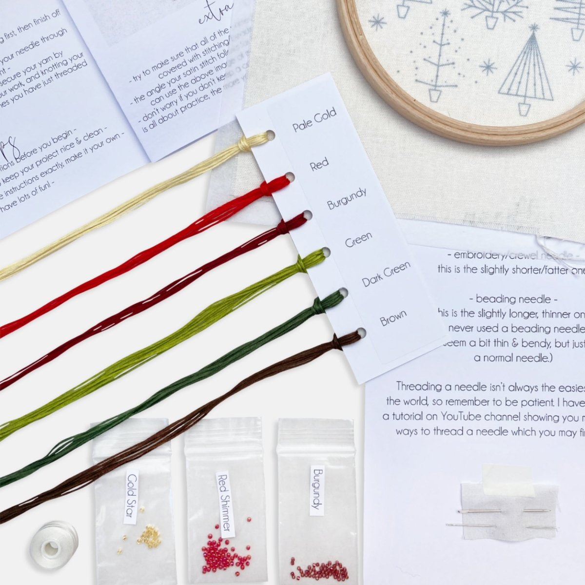 Christmas Tree Embroidery Kit - Modern Craft Kit from Kirsty Freeman Design