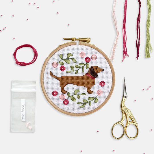Dachshund Cross Stitch Kit - Modern Craft Kit from Kirsty Freeman Design