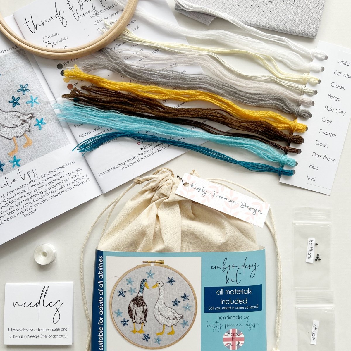 Duck Embroidery Kit - Modern Craft Kit from Kirsty Freeman Design