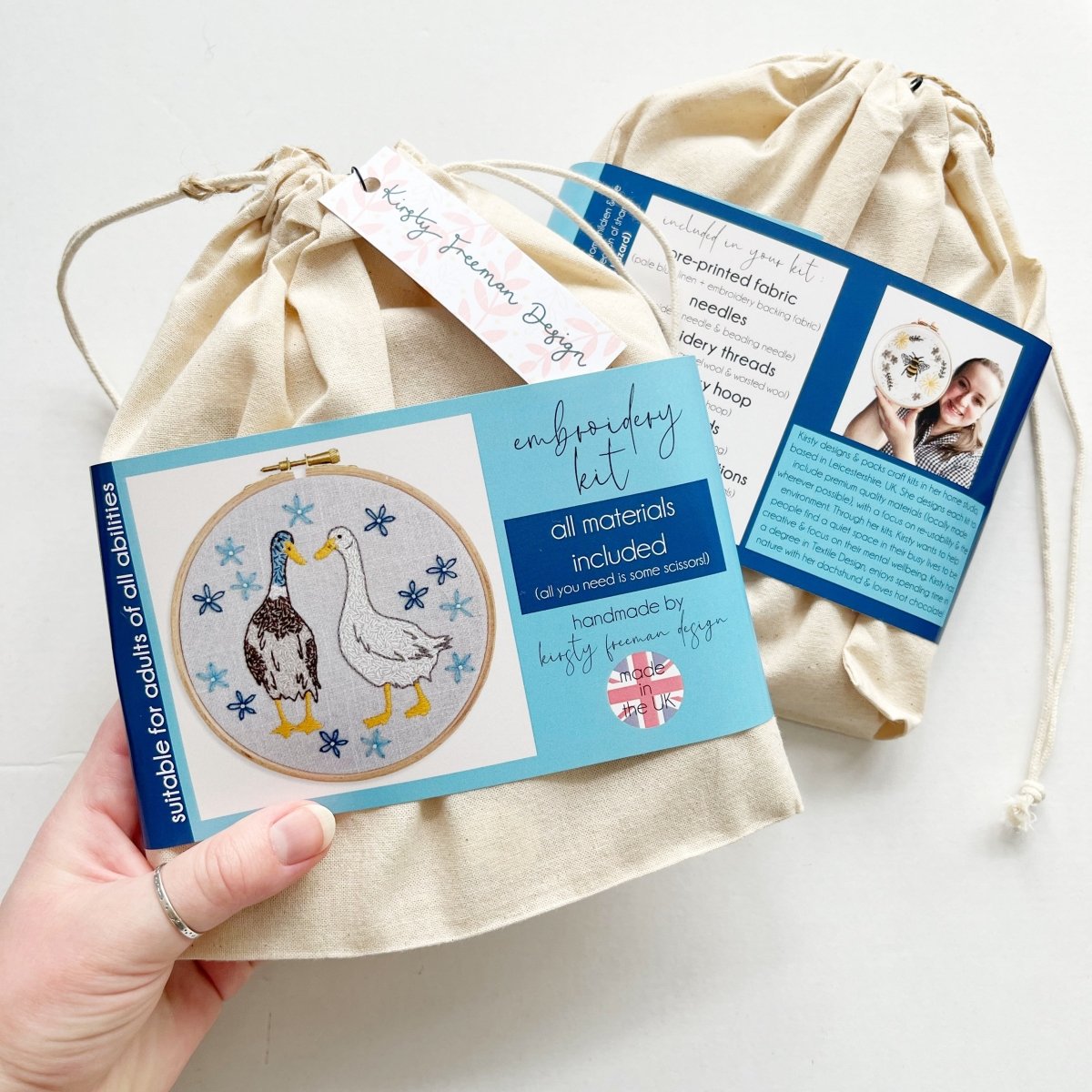 Duck Embroidery Kit - Modern Craft Kit from Kirsty Freeman Design