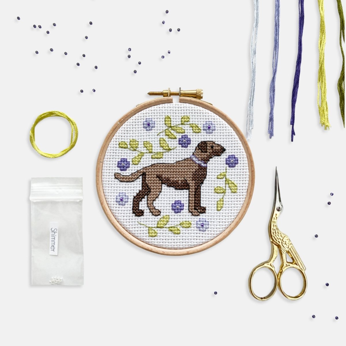 Labrador Cross Stitch Kit - Modern Craft Kit from Kirsty Freeman Design