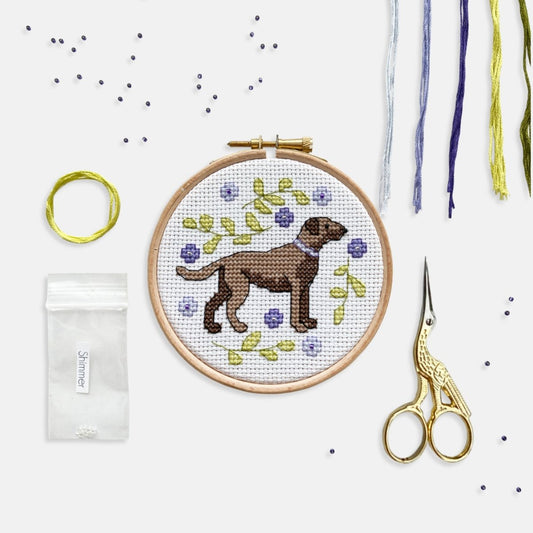 Labrador Cross Stitch Kit - Modern Craft Kit from Kirsty Freeman Design