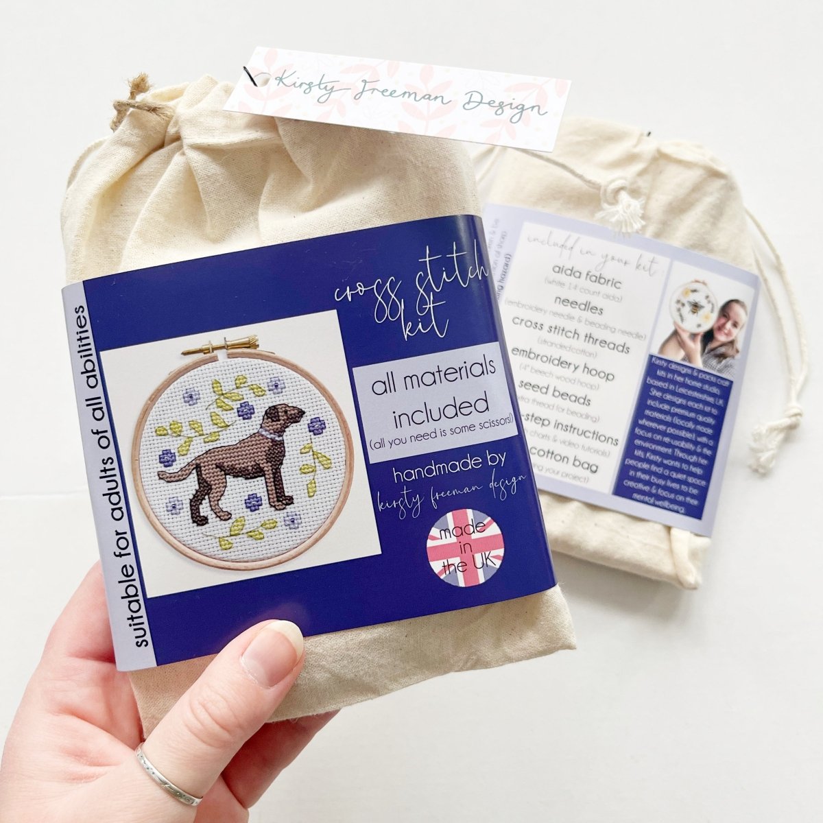 Labrador Cross Stitch Kit - Modern Craft Kit from Kirsty Freeman Design