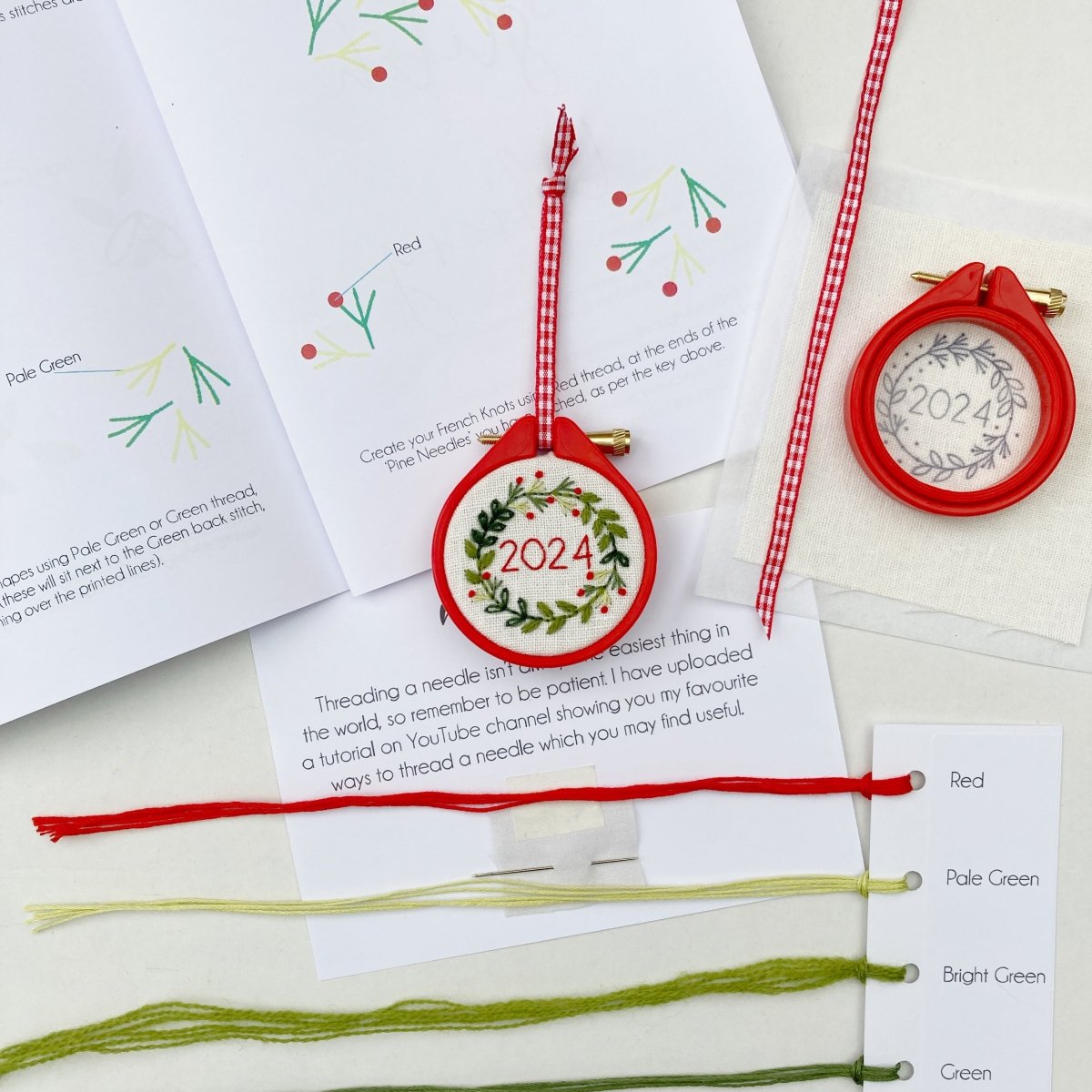 Mini Christmas Wreath Embroidery Kit - Modern Craft Kit from Kirsty Freeman Design
