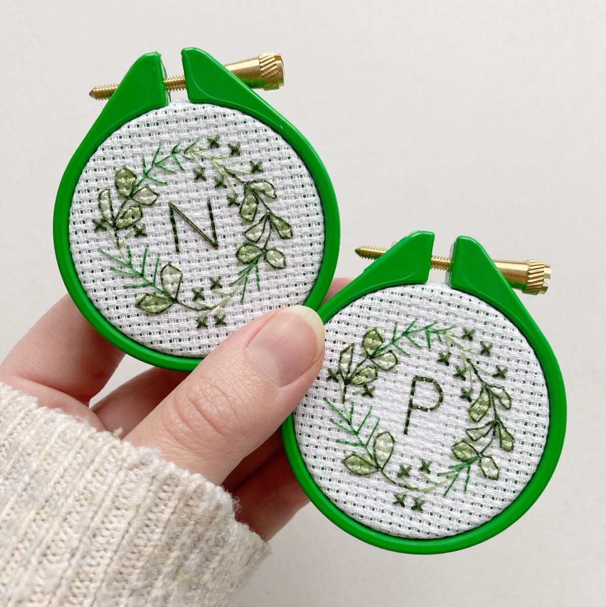 Mini Personalised Christmas Wreath Cross Stitch Kit - Modern Craft Kit from Kirsty Freeman Design