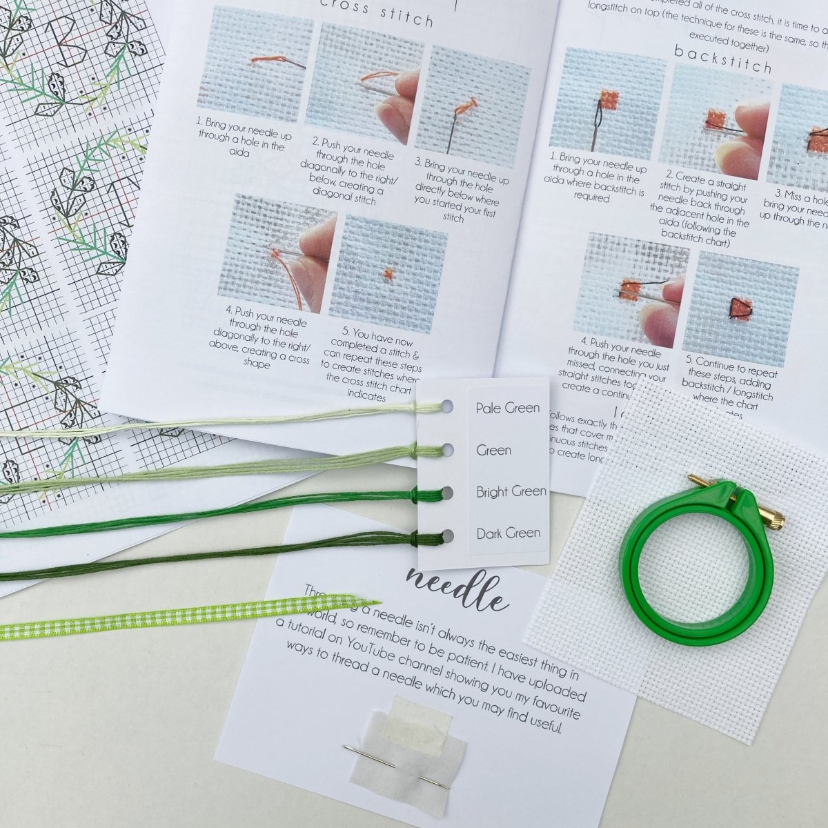 Mini Personalised Christmas Wreath Cross Stitch Kit - Modern Craft Kit from Kirsty Freeman Design