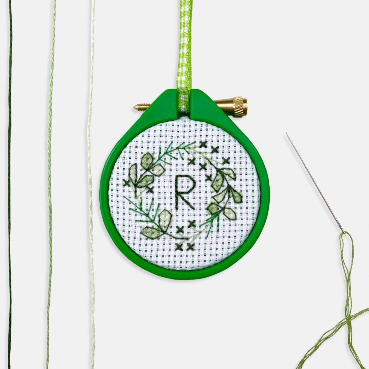 Mini Personalised Christmas Wreath Cross Stitch Kit - Modern Craft Kit from Kirsty Freeman Design