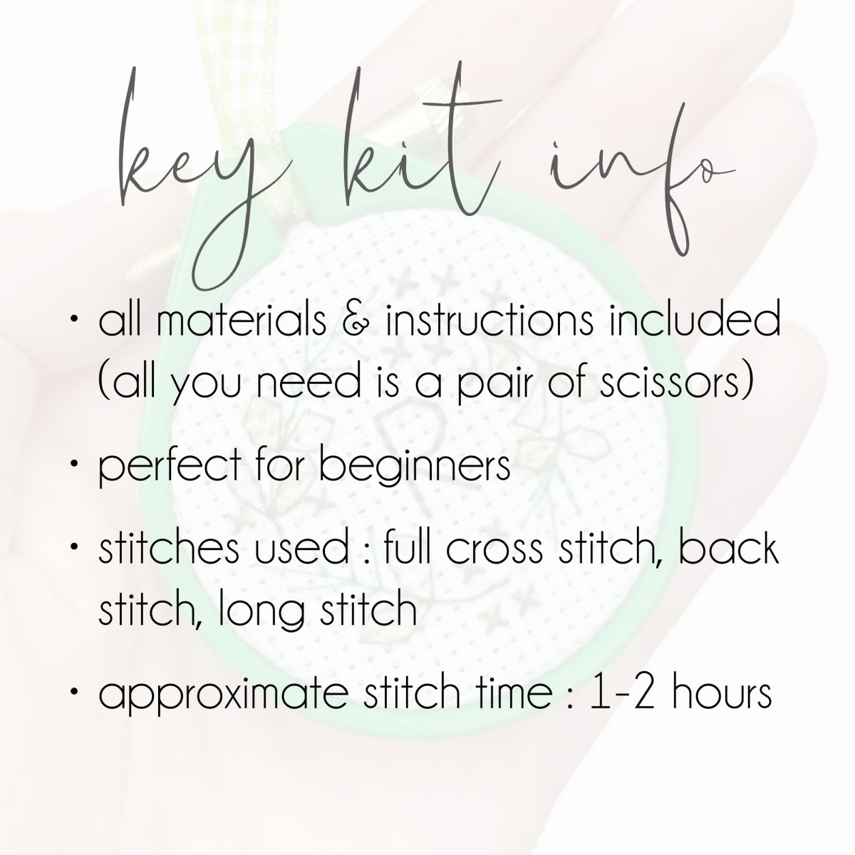 Mini Personalised Christmas Wreath Cross Stitch Kit - Modern Craft Kit from Kirsty Freeman Design