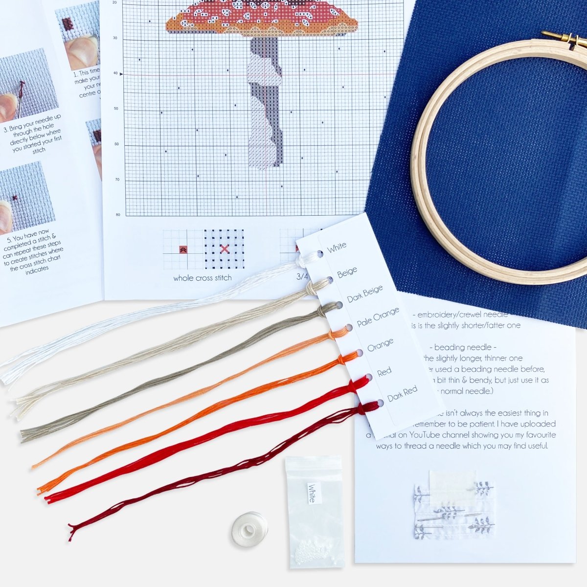Mushroom Cross Stitch Kit - Modern Craft Kit from Kirsty Freeman Design