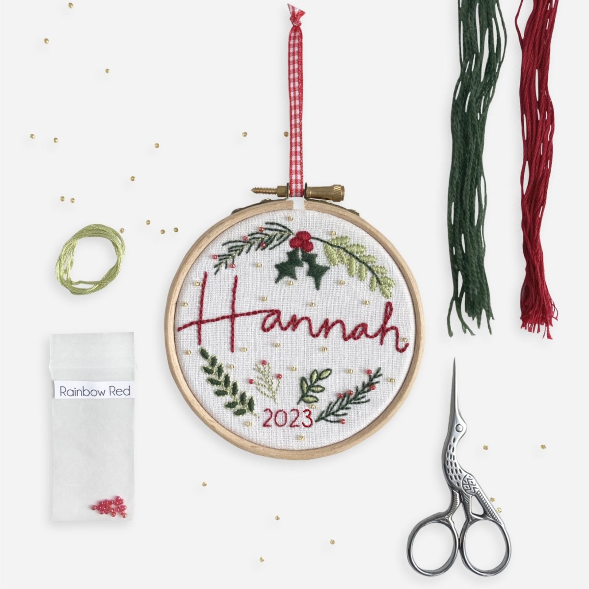 Personalised Christmas Embroidery Kit - Modern Craft Kit from Kirsty Freeman Design
