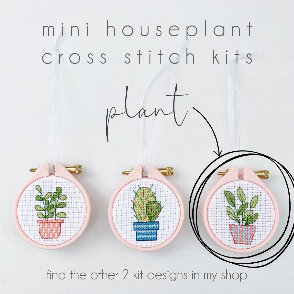 Plant Cross Stitch Kit - Modern Craft Kit from Kirsty Freeman Design