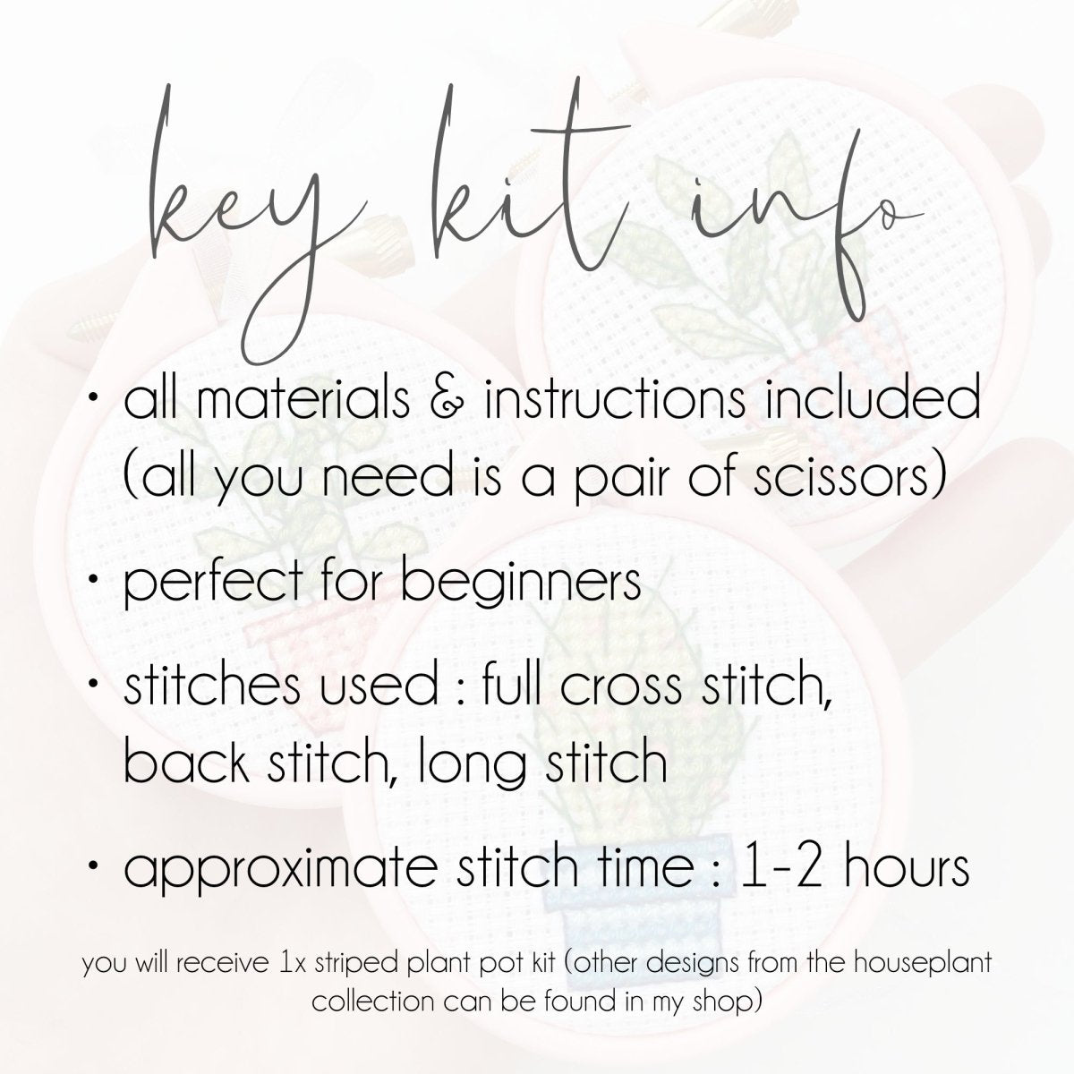 Plant Cross Stitch Kit - Modern Craft Kit from Kirsty Freeman Design