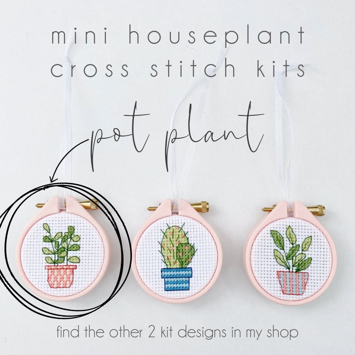 Pot Plant Cross Stitch Kit - Modern Craft Kit from Kirsty Freeman Design