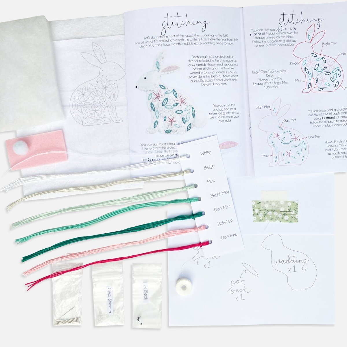 Rabbit Sewing Kit - Modern Craft Kit from Kirsty Freeman Design