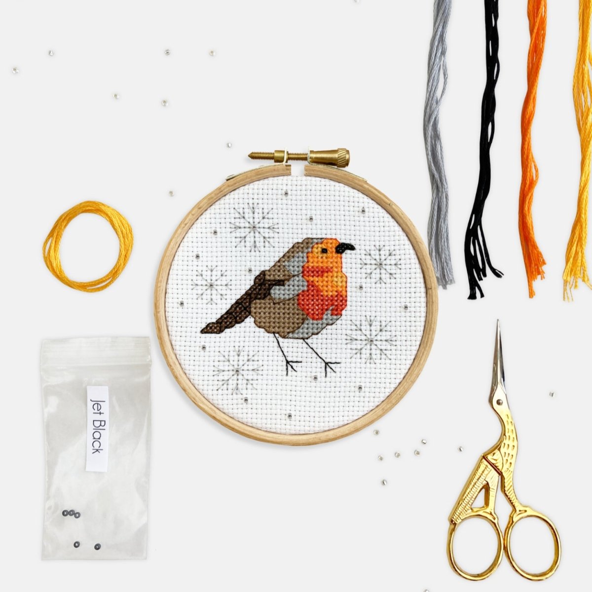 Robin Cross Stitch Kit - Modern Craft Kit from Kirsty Freeman Design