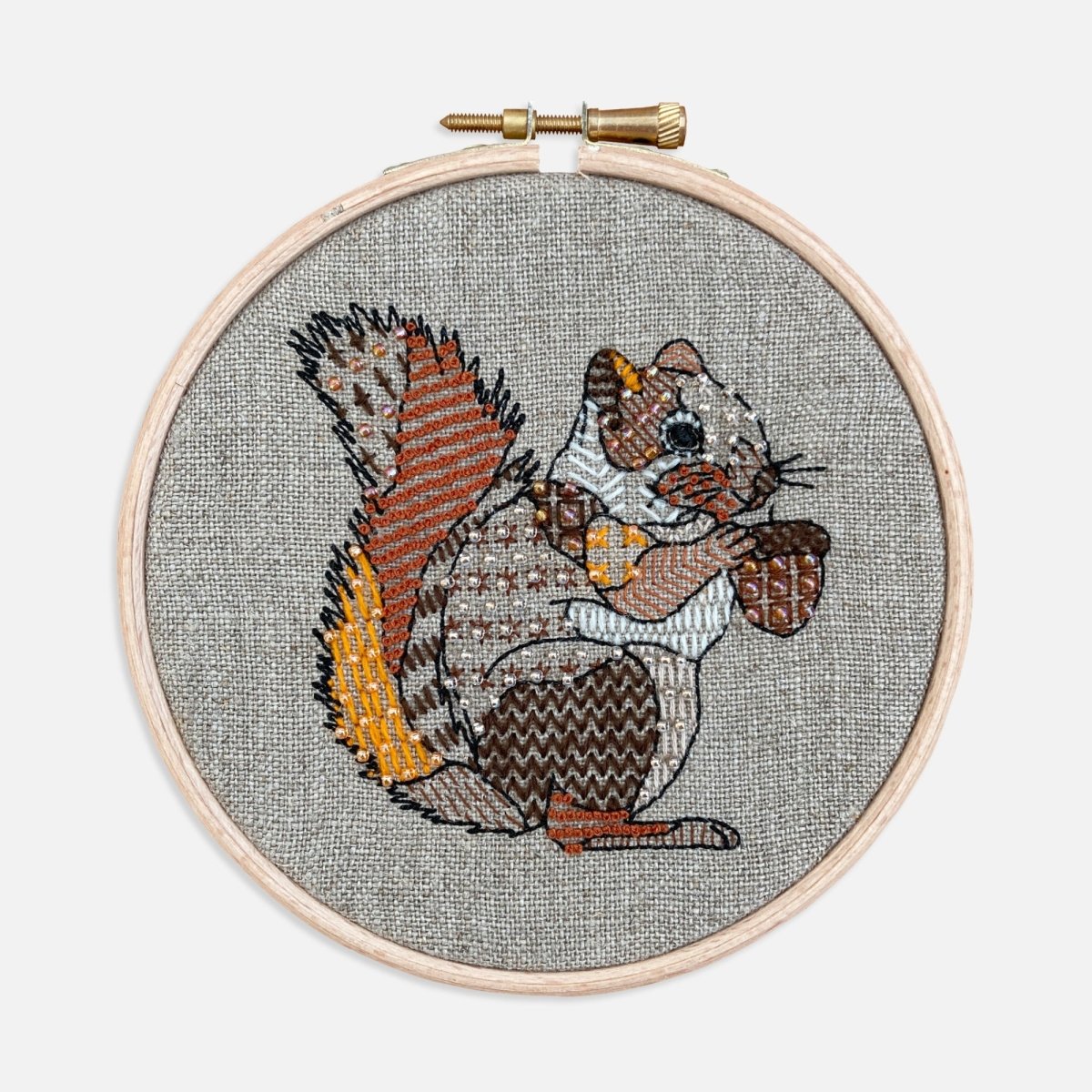 Squirrel Embroidery Kit - Modern Craft Kit from Kirsty Freeman Design