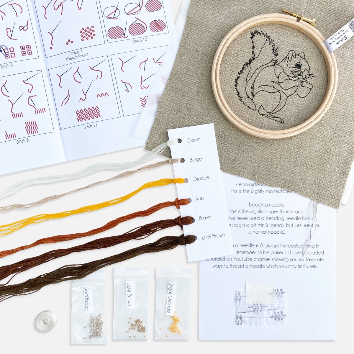 Squirrel Embroidery Kit - Modern Craft Kit from Kirsty Freeman Design