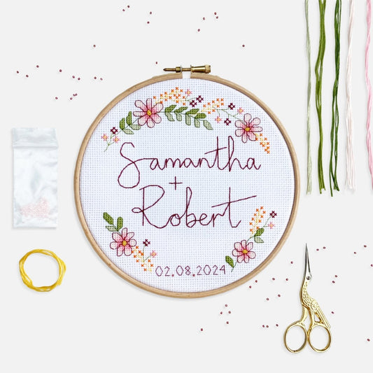 Wedding Cross Stitch Kit - Modern Craft Kit from Kirsty Freeman Design