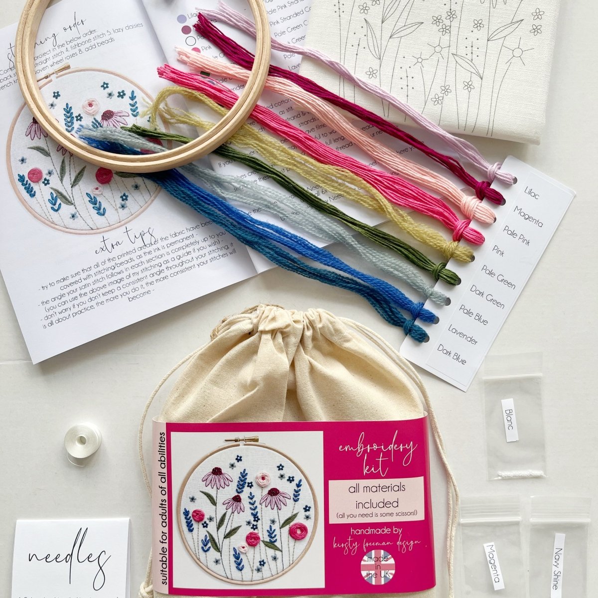 Wildflower Embroidery Kit - Modern Craft Kit from Kirsty Freeman Design