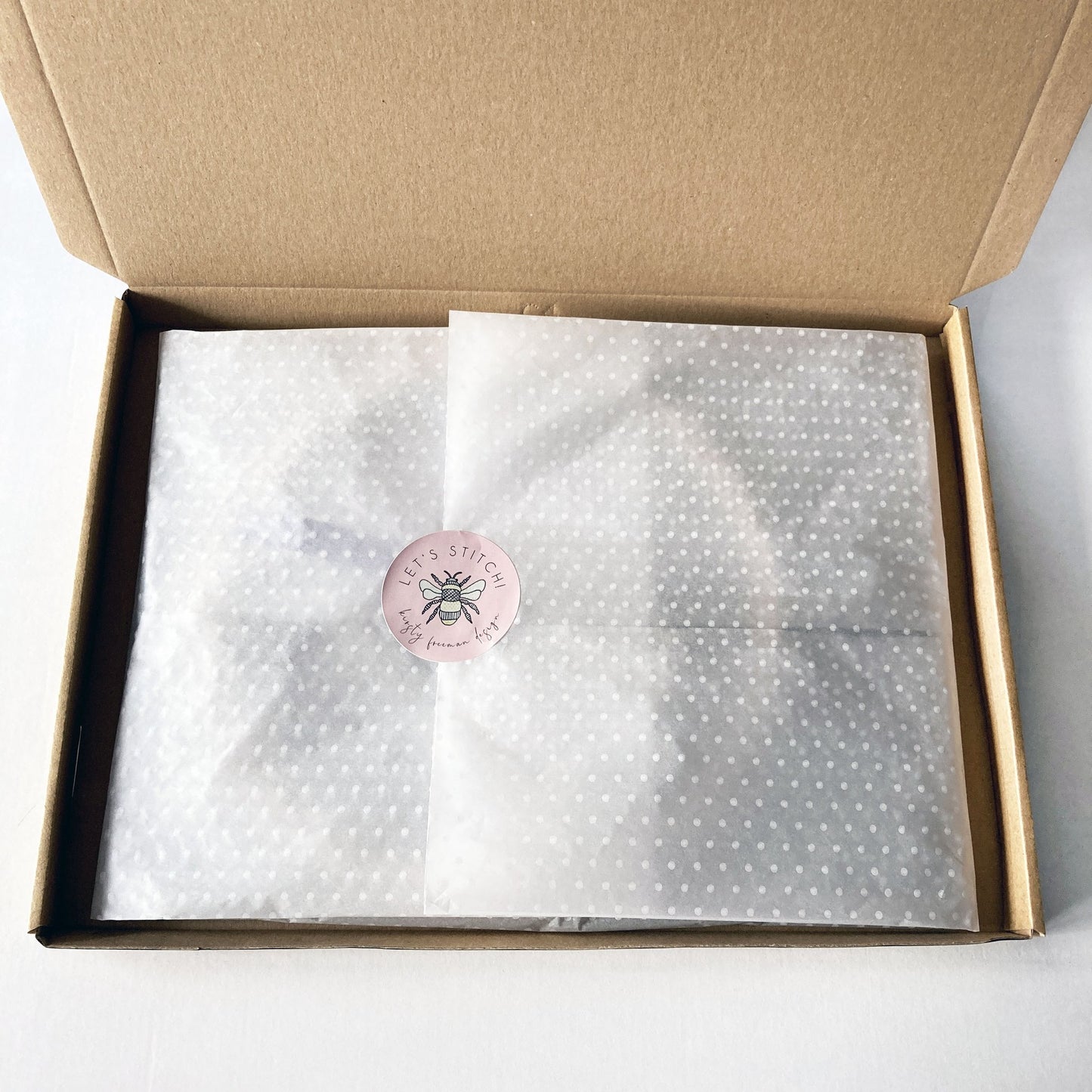 Floral Bee Embroidery Kit - Kirsty Freeman Design. All of the embroidery supplies you need to create the embroidery kit are packed in reusable, eco-friendly packaging.