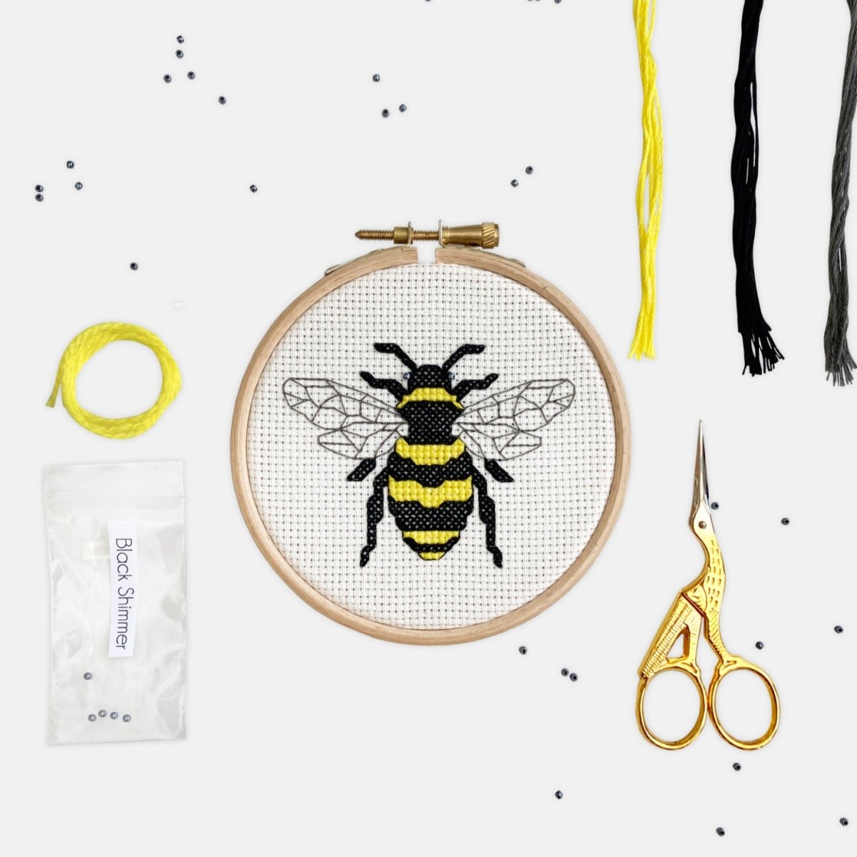 Bee Cross Stitch Kit - Modern Craft Kit from Kirsty Freeman Design