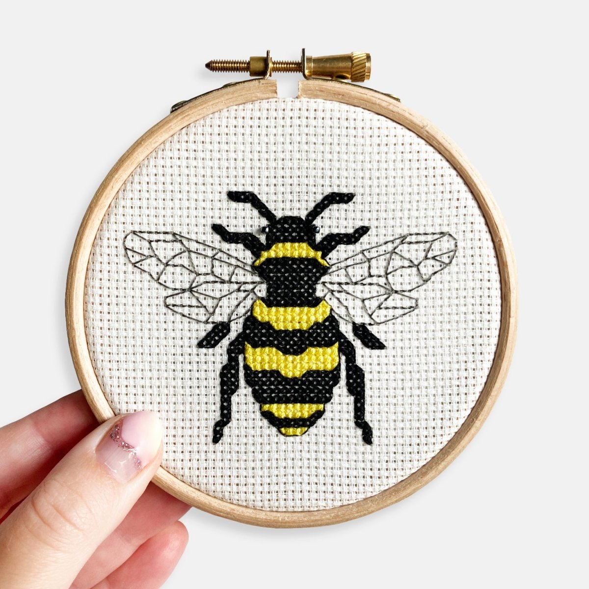 Bee Cross Stitch Kit - Modern Craft Kit from Kirsty Freeman Design