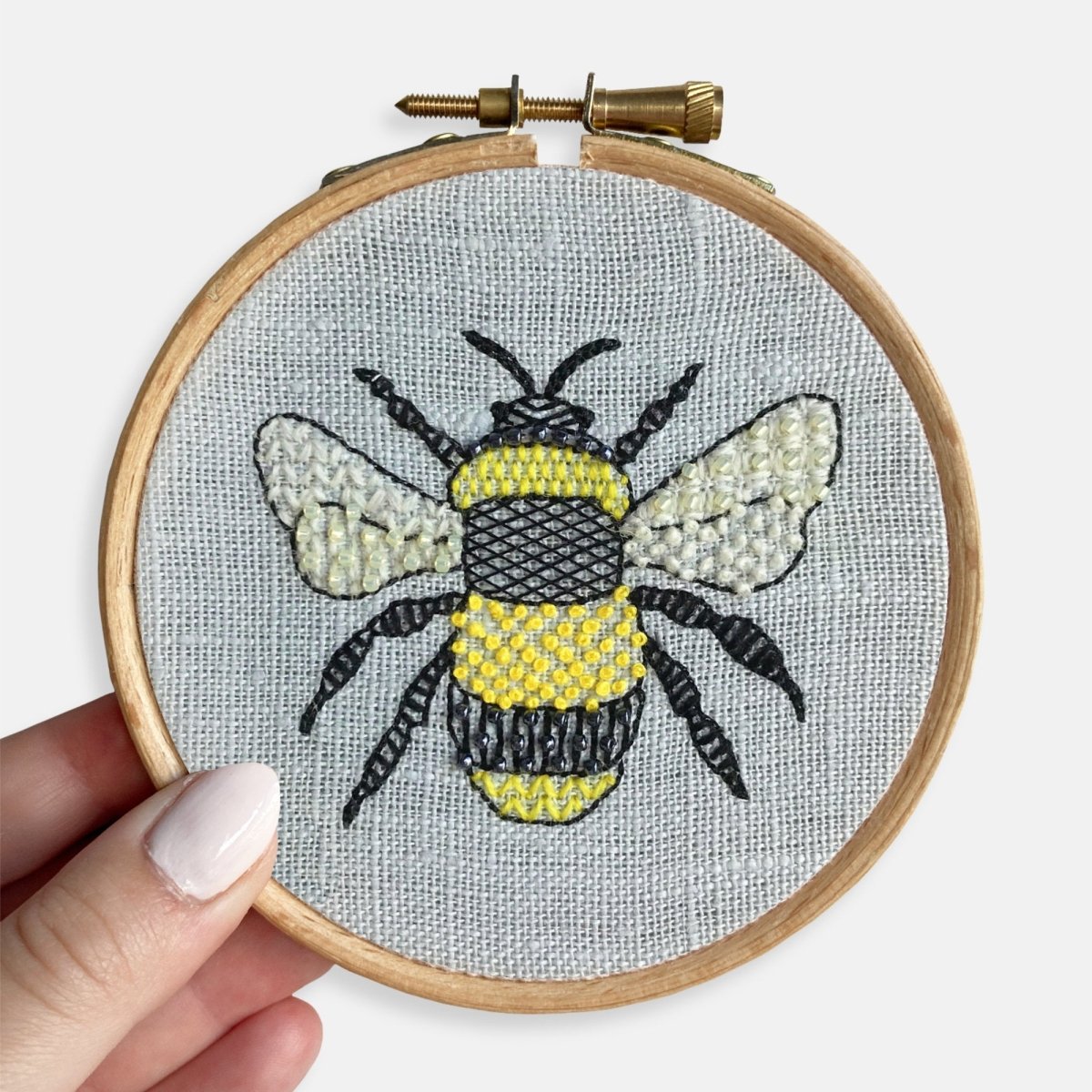Bee Embroidery Kit, Designed and Made in the UK - Modern Craft Kit from Kirsty Freeman Design