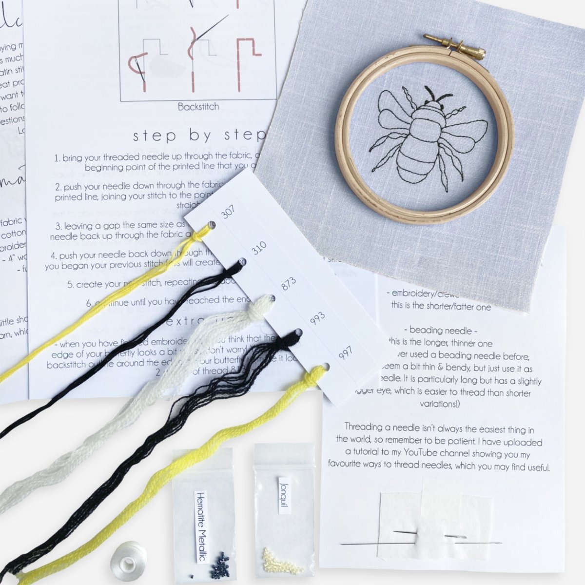 Bumble Bee Embroidery Kit - Modern Craft Kit from Kirsty Freeman Design