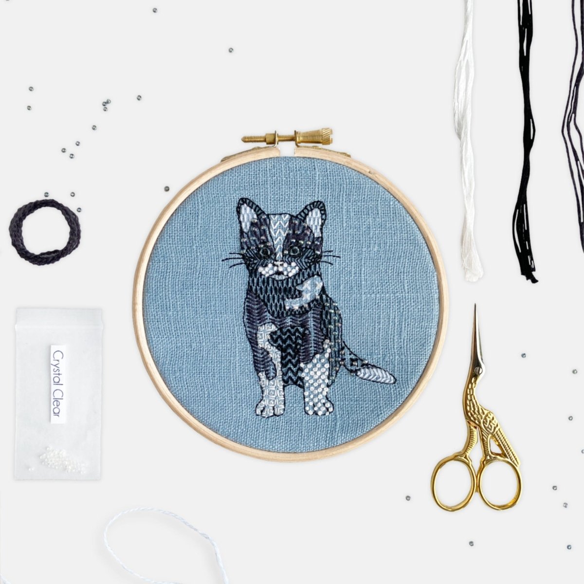 Cat Embroidery Kit - Modern Craft Kit from Kirsty Freeman Design