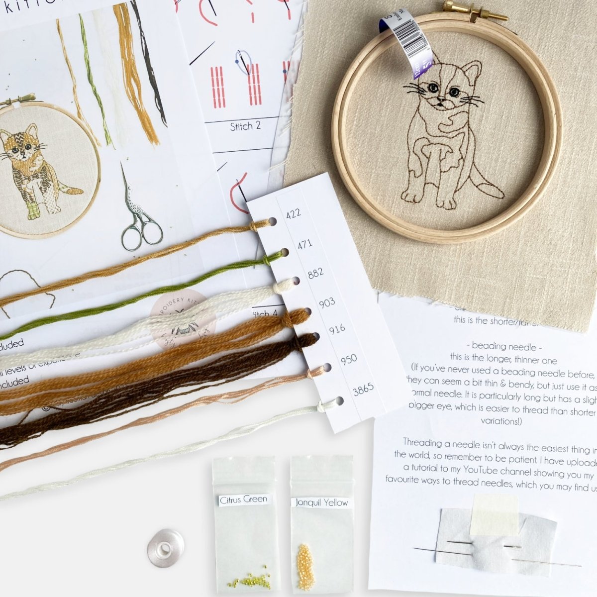 Cat Embroidery Kit - Modern Craft Kit from Kirsty Freeman Design