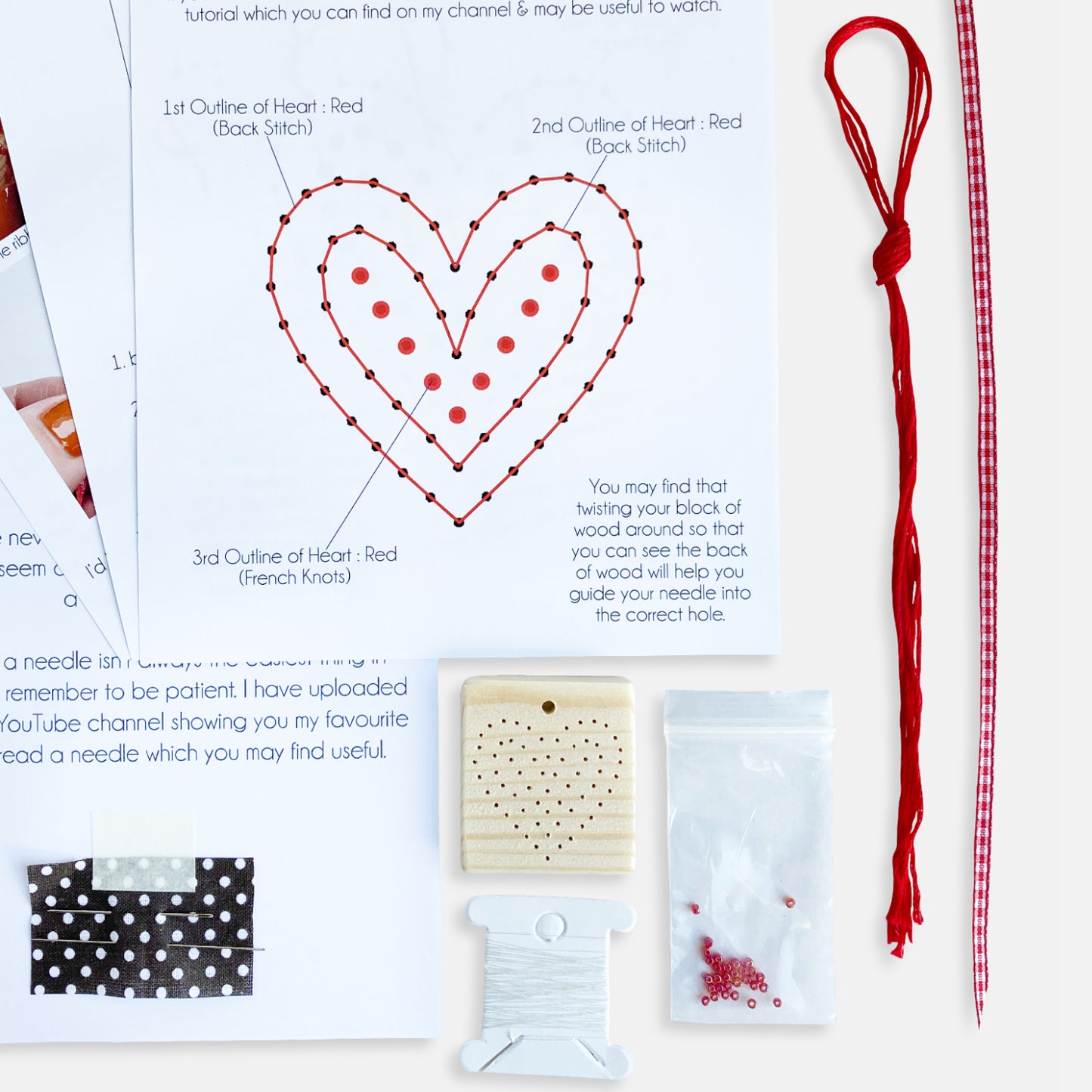 Wooden Heart Embroidery Kit