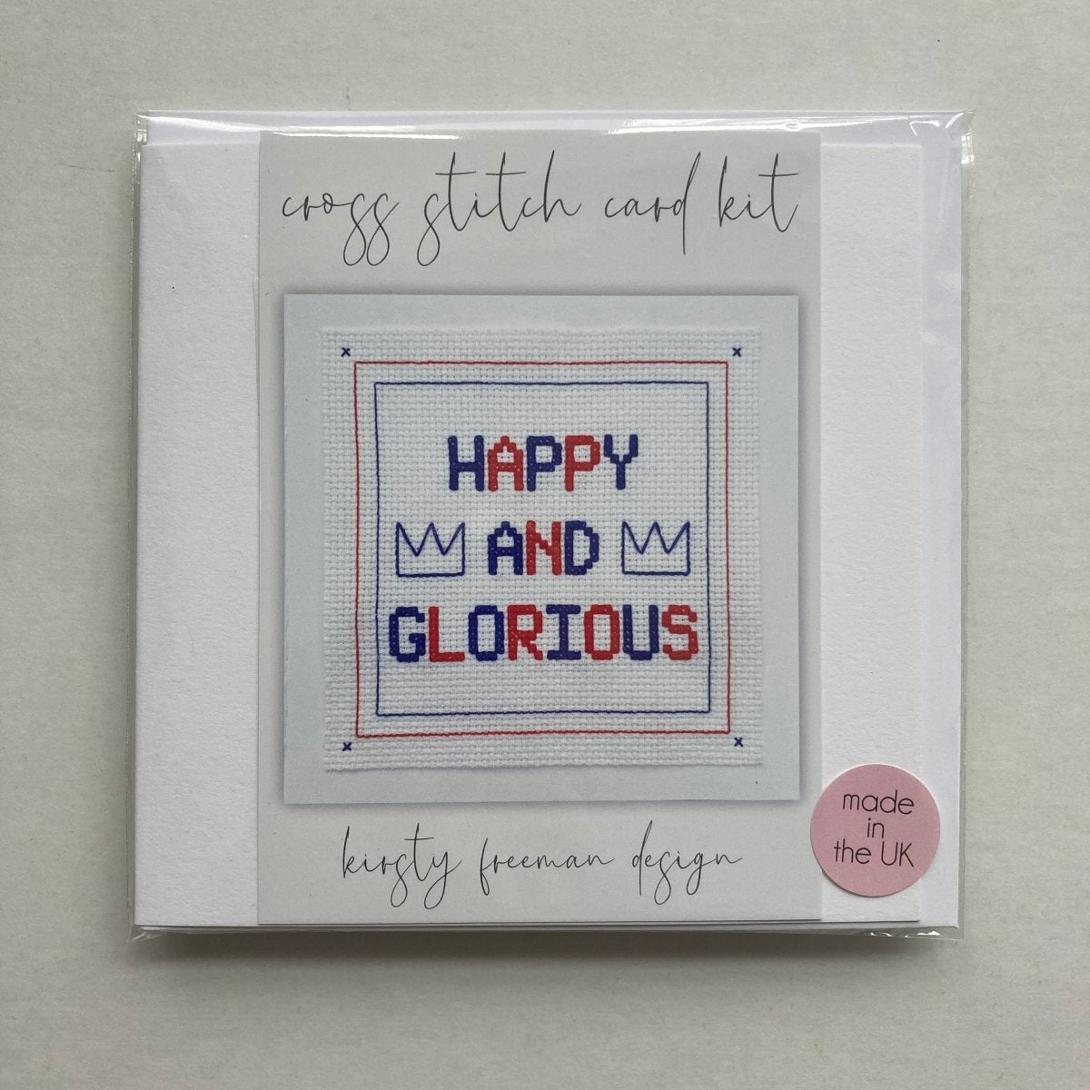 Coronation Cross Stitch Card Kit - Modern Craft Kit from Kirsty Freeman Design