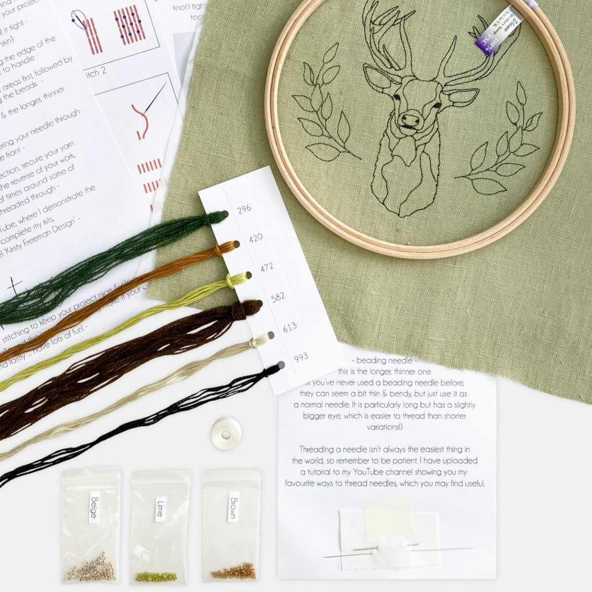 Deer Embroidery Kit - Modern Craft Kit from Kirsty Freeman Design