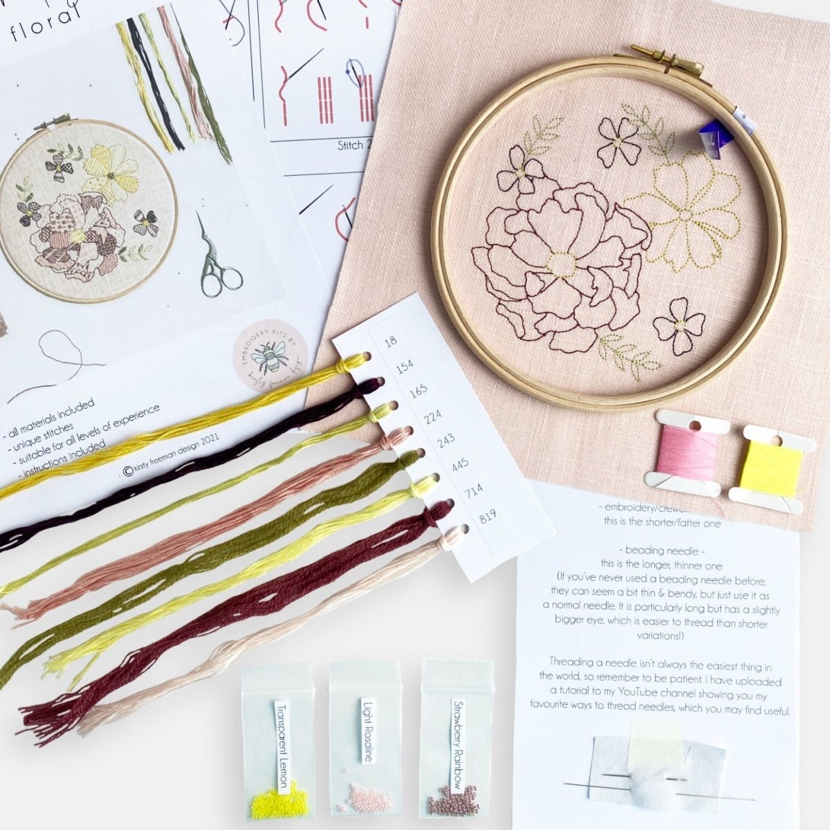 Flower Embroidery Kit - Modern Craft Kit from Kirsty Freeman Design