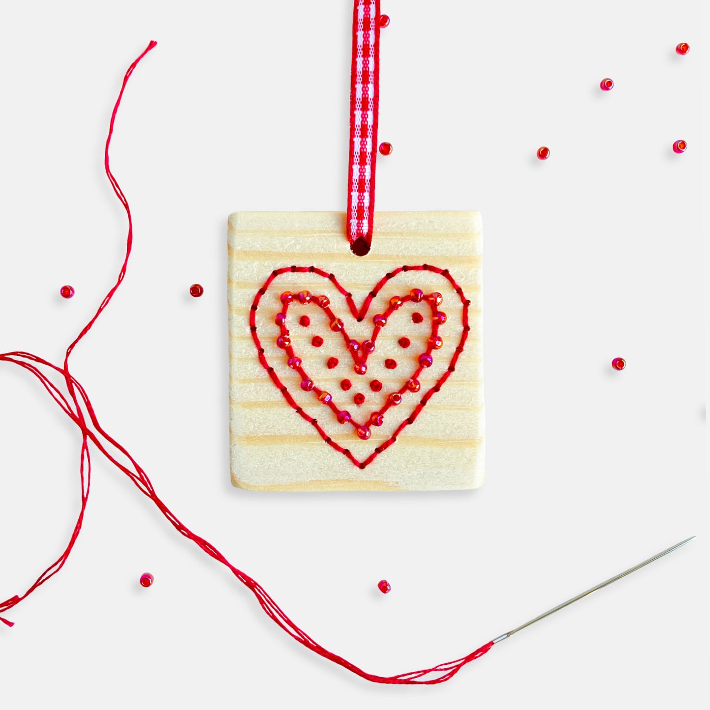 Wooden Heart Embroidery Kit