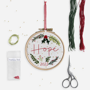 Christmas Decoration Kits - Kirsty Freeman Design. Everything you need to create the Hope embroidery kit hanging decoration is included in the DIY kit.