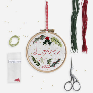 Christmas Decoration Kits - Kirsty Freeman Design. A small Christmas decoration your can make from the set, with the word 'love' across the middle.