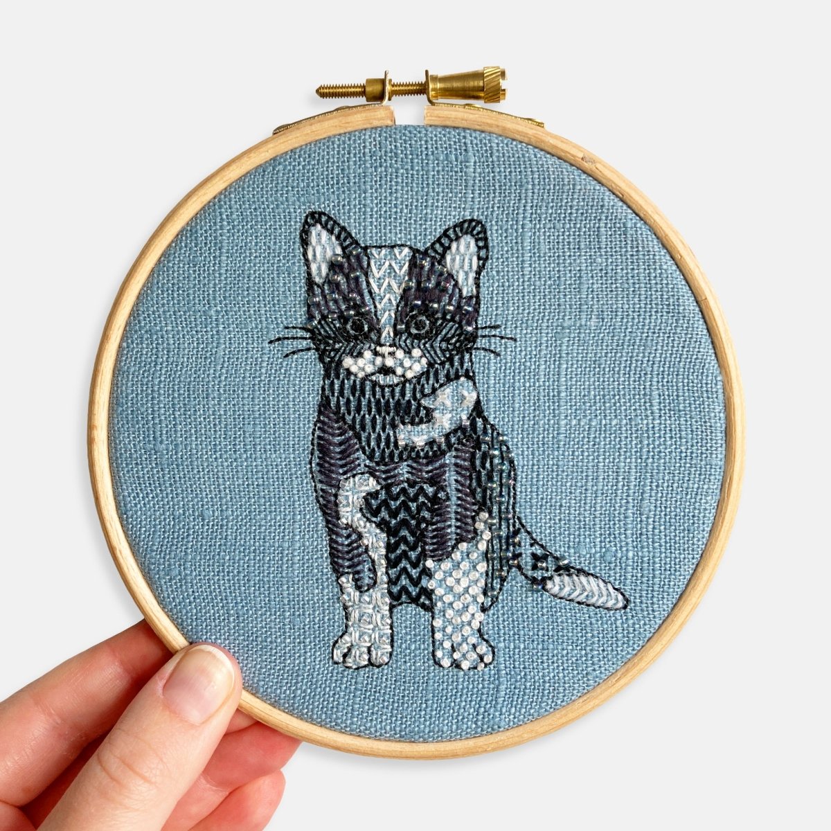 Kitten Embroidery Kit - Modern Craft Kit from Kirsty Freeman Design