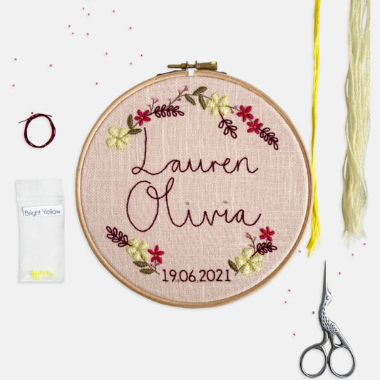 New Baby Embroidery Kit - Modern Craft Kit from Kirsty Freeman Design