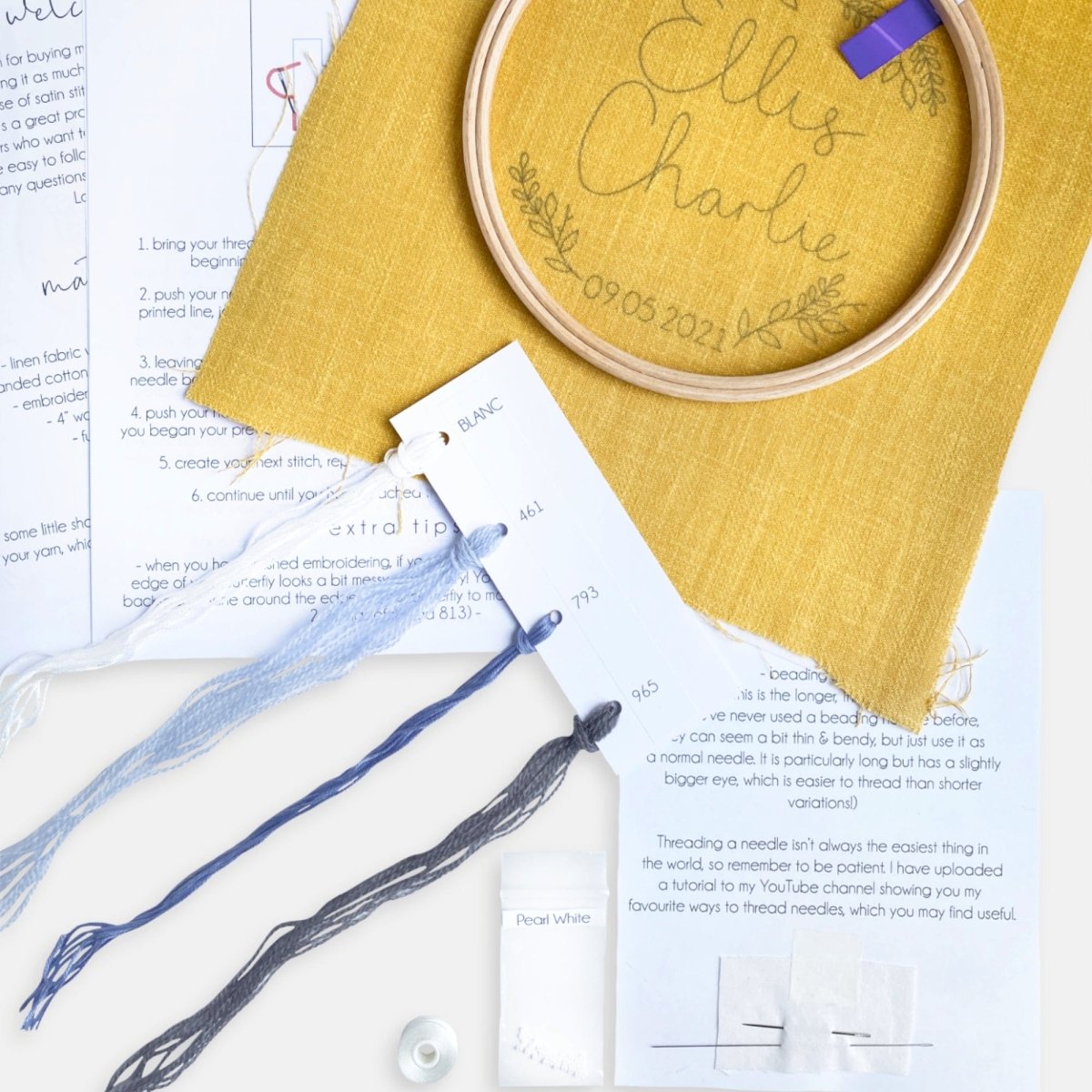 New Baby Embroidery Kit - Modern Craft Kit from Kirsty Freeman Design