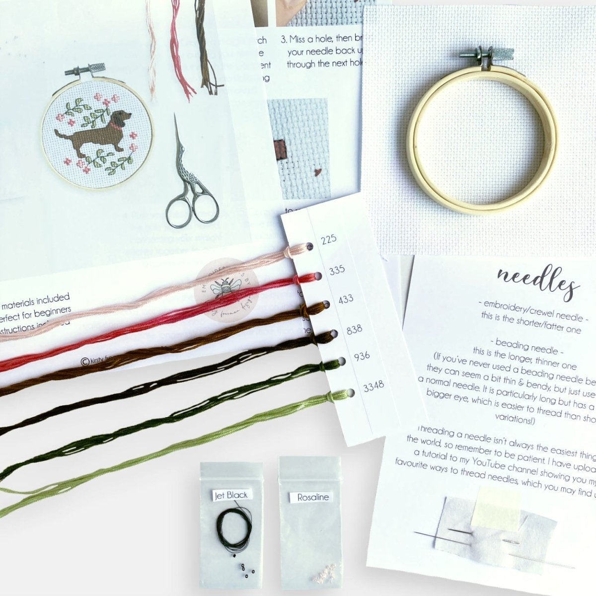 Sausage Dog Cross Stitch Kit - Modern Craft Kit from Kirsty Freeman Design
